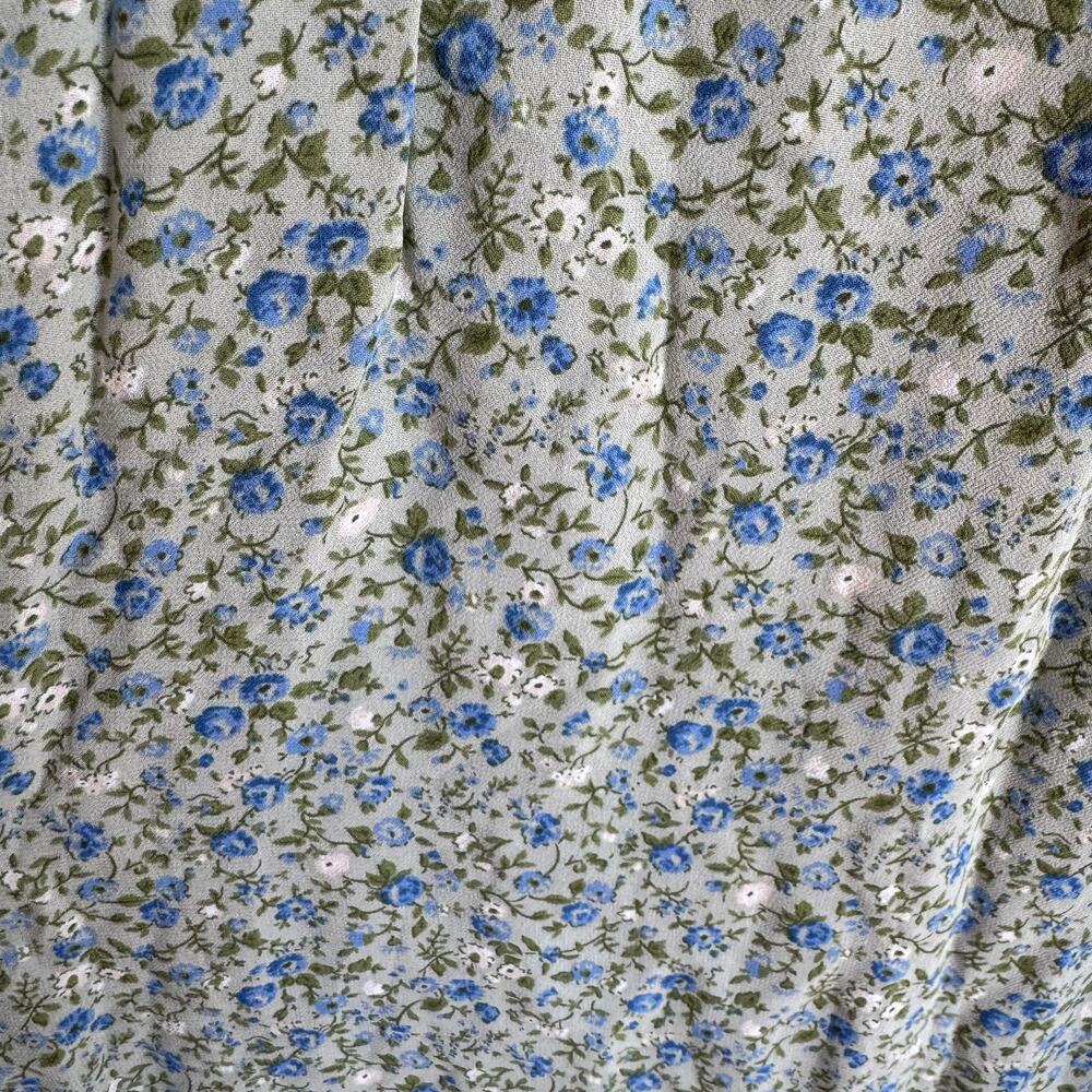 New Reformation Sable Smocked Dress Green Blue Floral Tie Strap Sleeveless Sz L - Picture 5 of 12